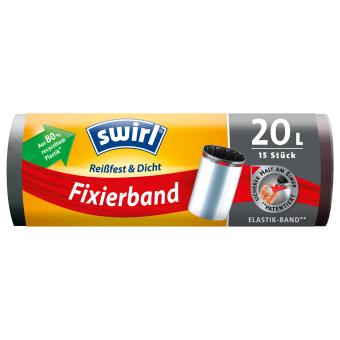 Swirl® Müllbeutel 20L Fixierband 15er 100% recyclt 