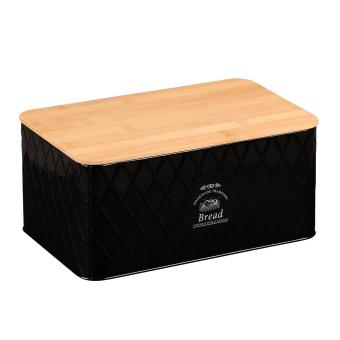 KESPER Brotbox Metall schwarz Bambusdeckel FSC® 