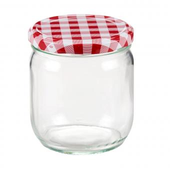 Einmachglas Sturzform 370ml mit Deckel rot weiß 