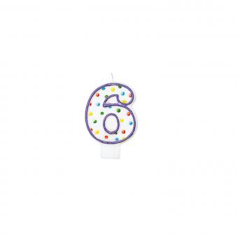 Amscan Zahlenkerze "6" Polka Dots 