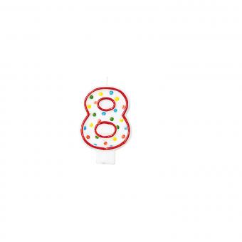 Amscan Zahlenkerze "8" Polka Dots 